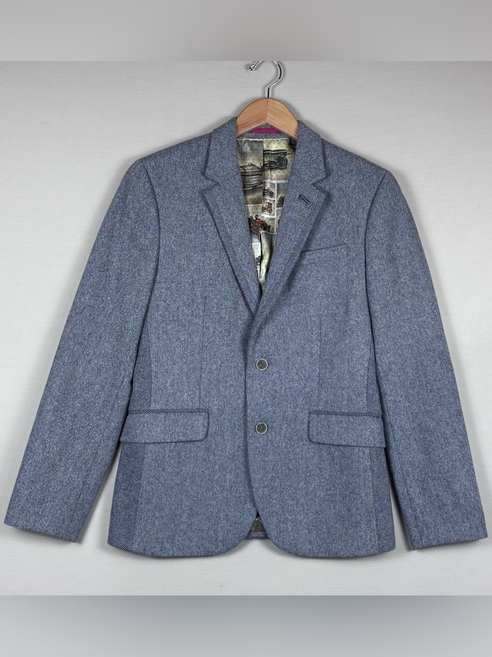 Ted Baker London Blue Wool Blend Sport Coat Blazer Cars Lining Size 2